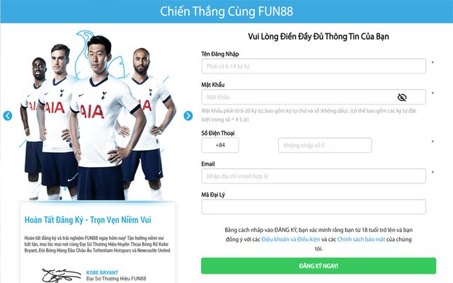 Fun88 - Nhà Cái Cá Cược Bóng Đá Trực Tuyến Hấp Dẫn Mọi Thời Đại 6 Các bước đăng ký tài khoản cho người mới tại nhà cái Fun88