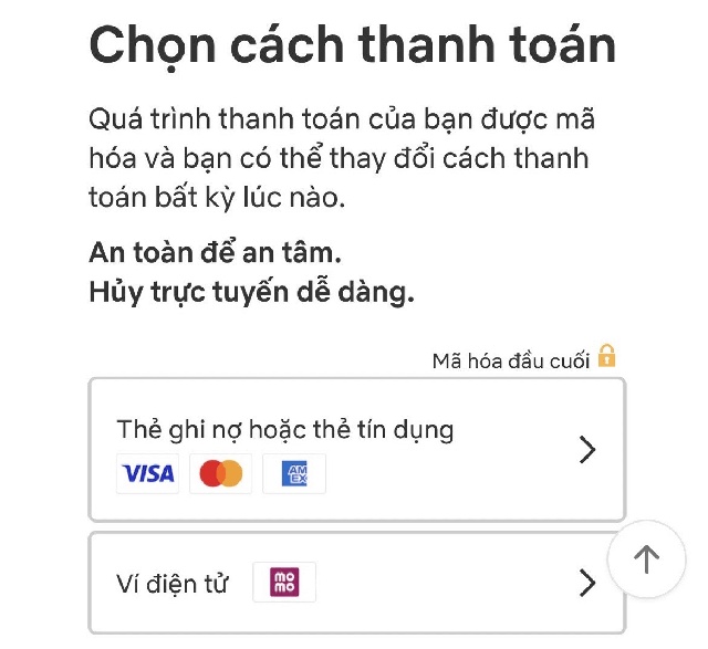 Thanh toán mua tài khoản Netflix bằng Momo