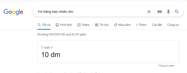  Công cụ google chuyển đổi đơn vị đo lường