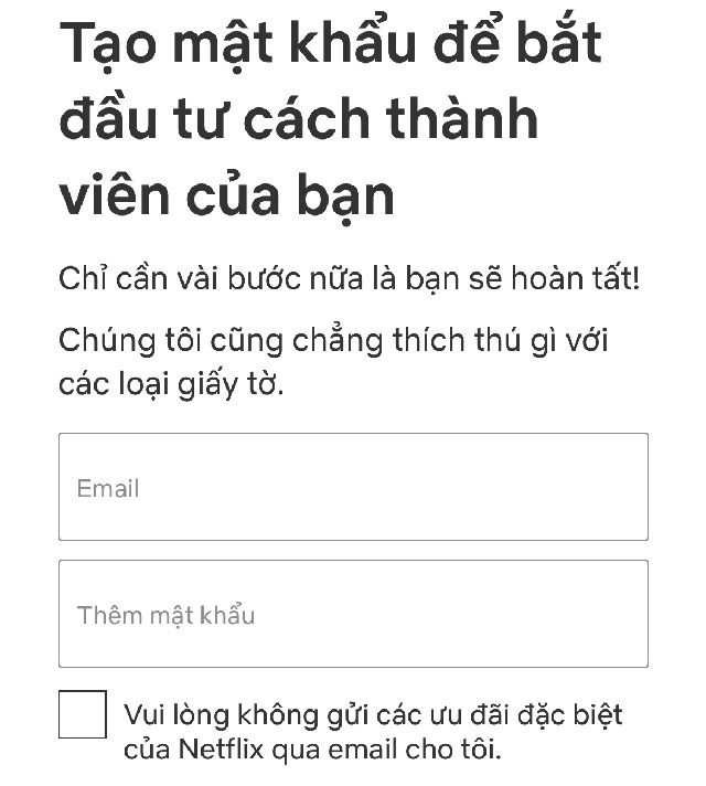 Đăng ký tài khoản bằng email