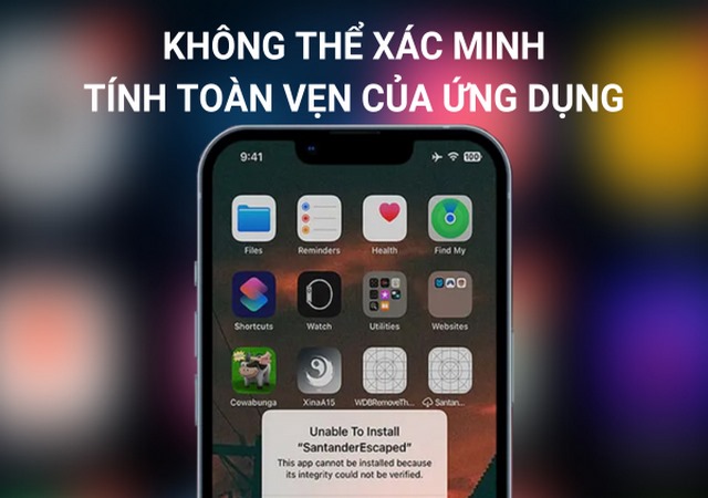 Không thể xác minh tính toàn vẹn của ứng dụng