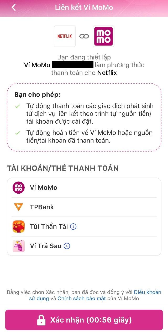 Chọn phương thức thanh toán Momo